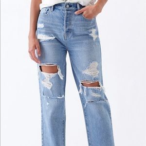 Pacsun Distressed High Waisted Straight Leg Jeans
